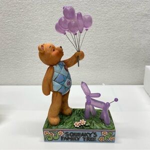 Jim Shore Squeaky's Family Tree Button the Teddy Bear & His Balloon Dog Friend